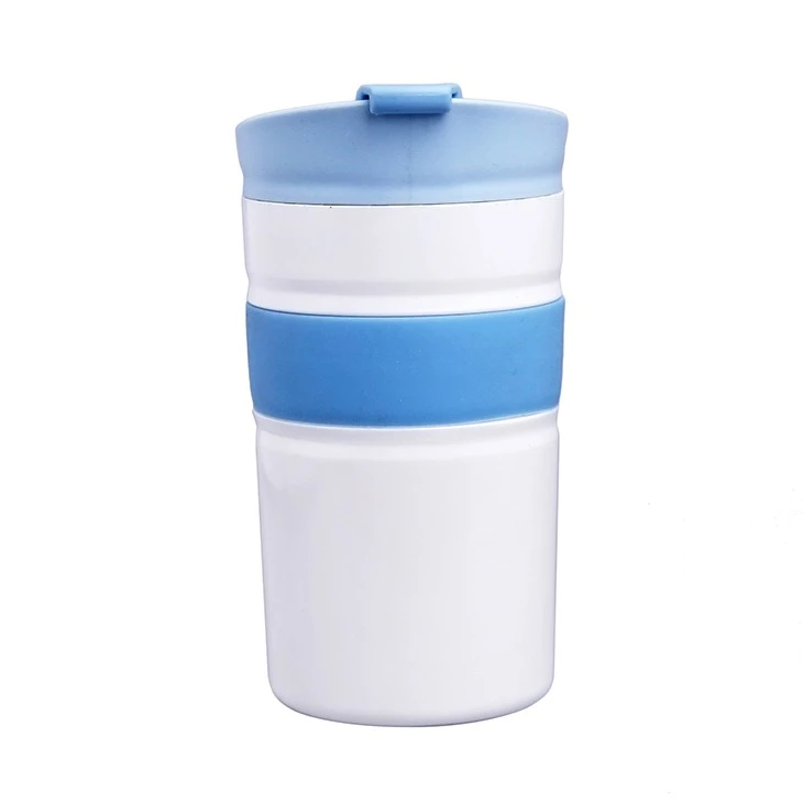 Plastic Blue Travel Coffee Mug With Flip Lid