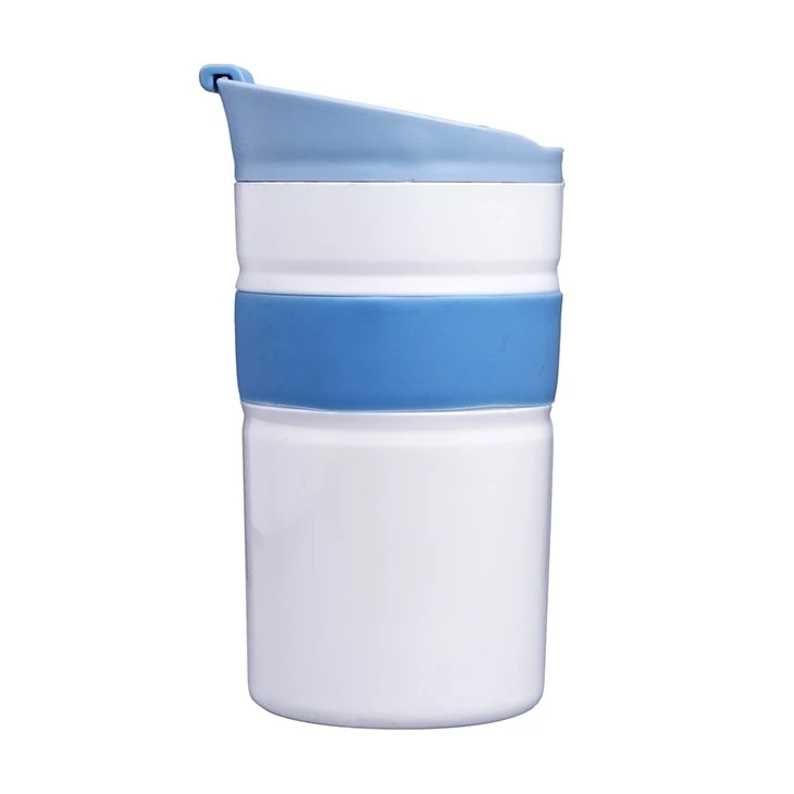 Plastic Blue Travel Coffee Mug With Flip Lid